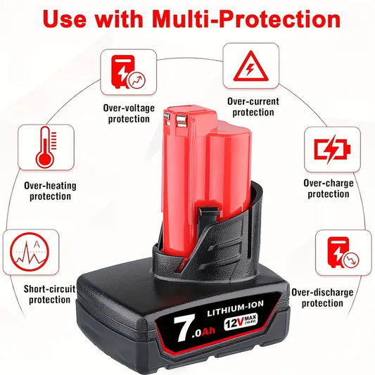 Milwaukee M12 Replacement Battery 12v 7.0ah